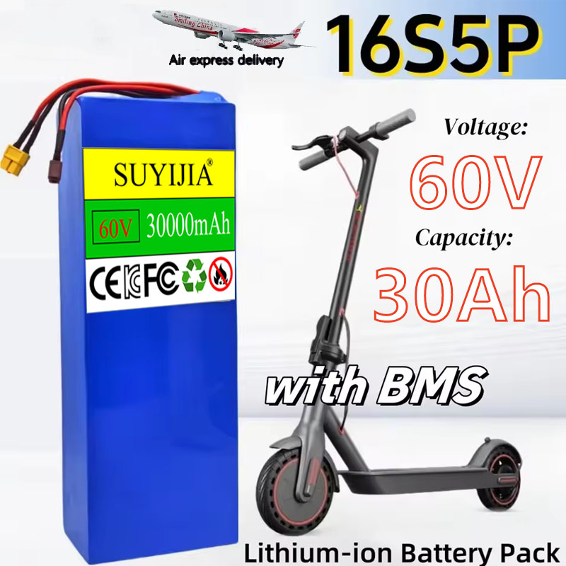 60V 30Ah Electric Scooter Battery - Batteria 16S5P 60V 30000mAh, Pacco Batteria